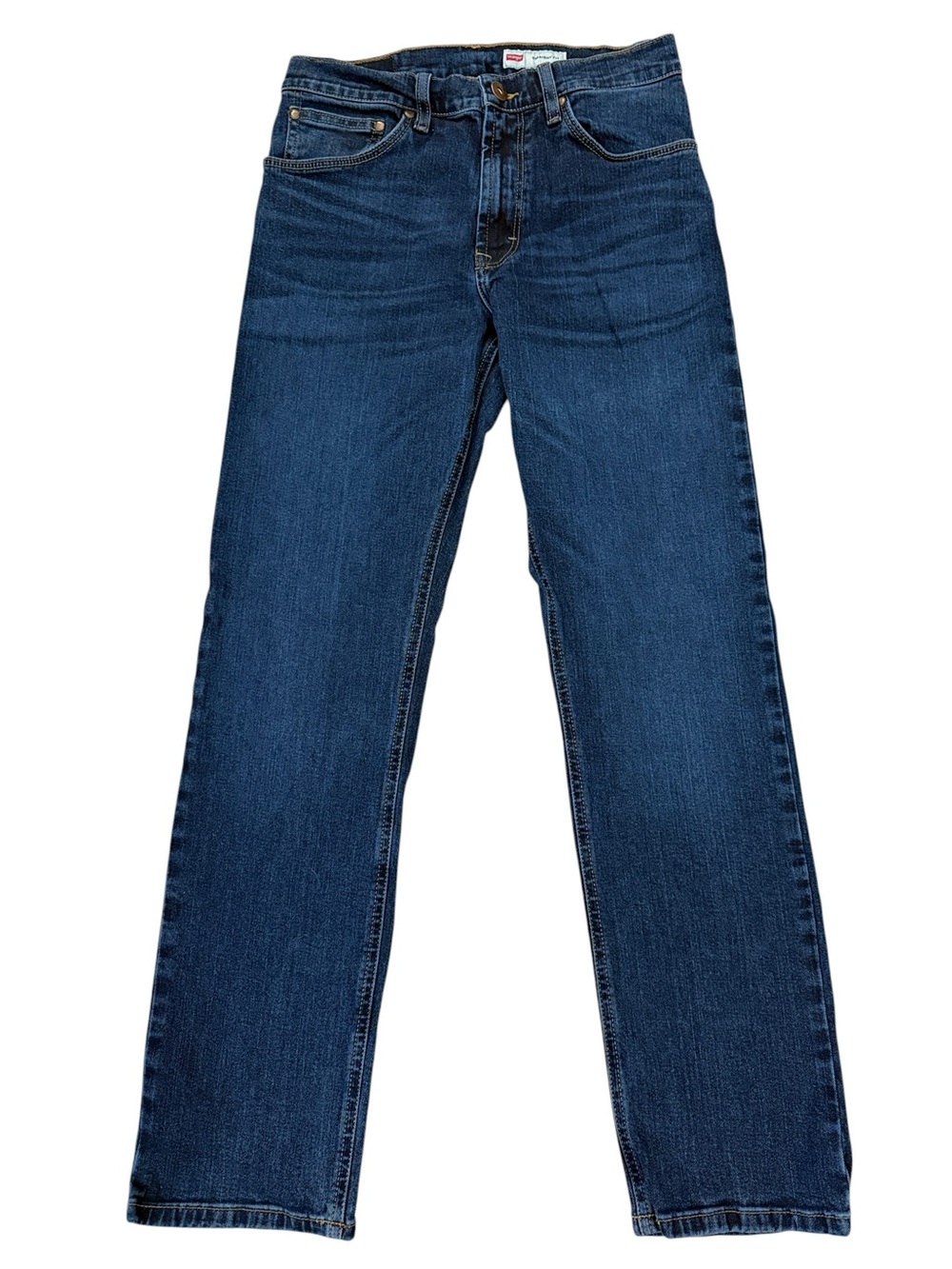 Wrangler Men’s Straight Fit Jeans 29x30 Dark Wash Cotton Stretch Denim Blue